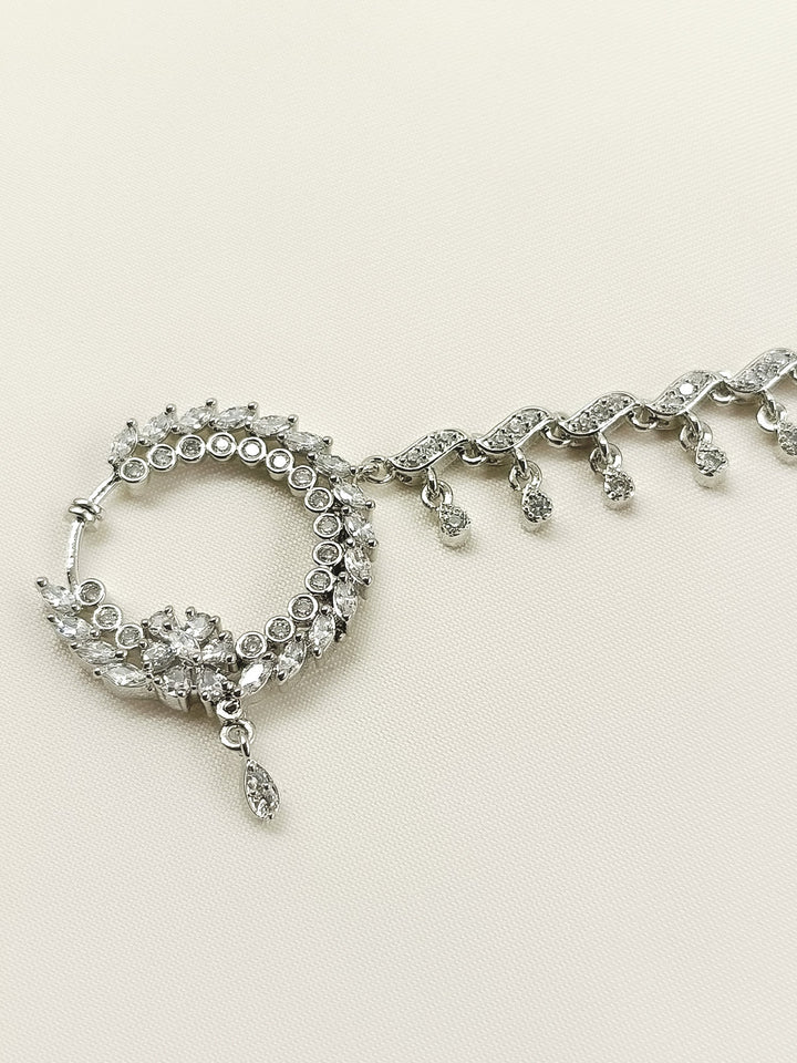 Gunjan White American Diamond Nath