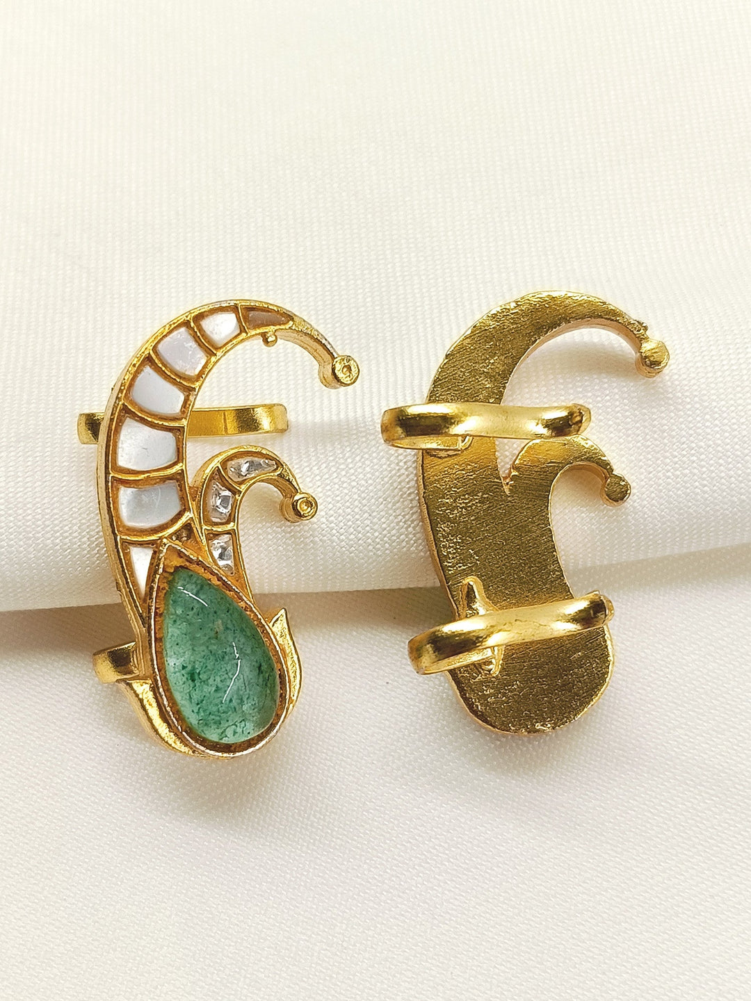 Januja Green Gold Plated Kundan Ear Cuff  [ Price is for Pair ]