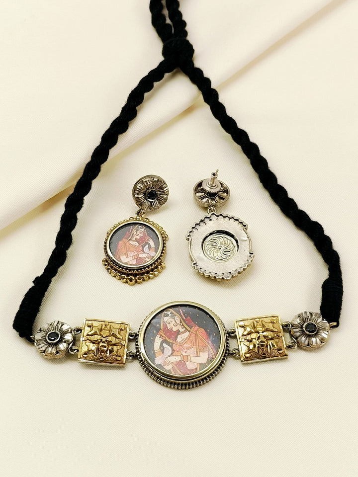 Parul Rani Miniature Art Oxidized Choker Set