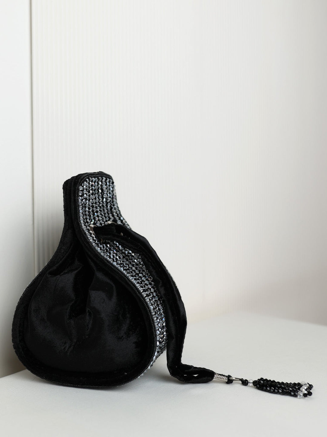 Driti Black Silver Beaded Potli Bag