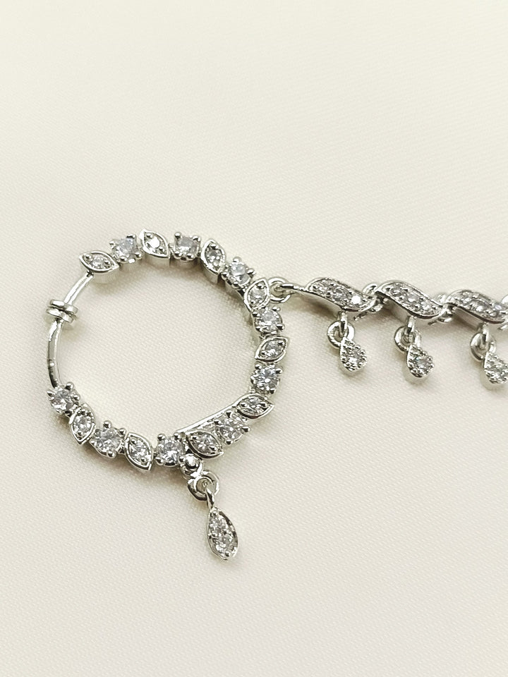 Gitika White American Diamond Nath