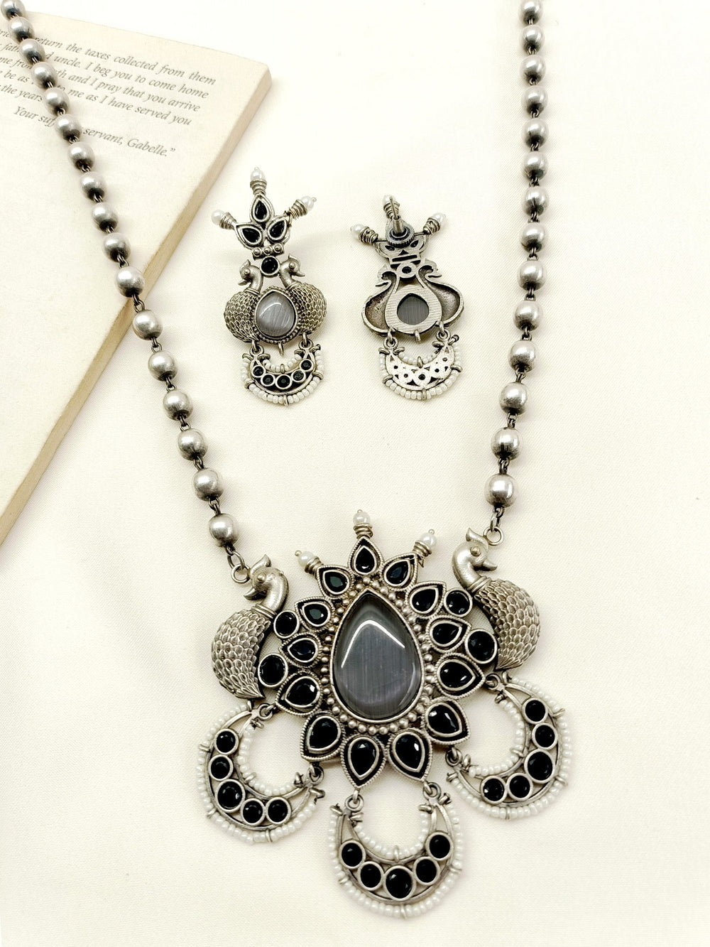 Faina Black Oxidized Necklace Set