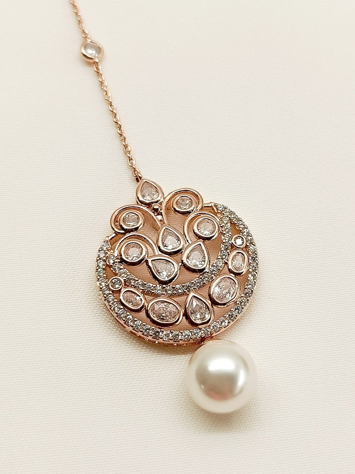 Naintara White American Diamond Maang Teeka