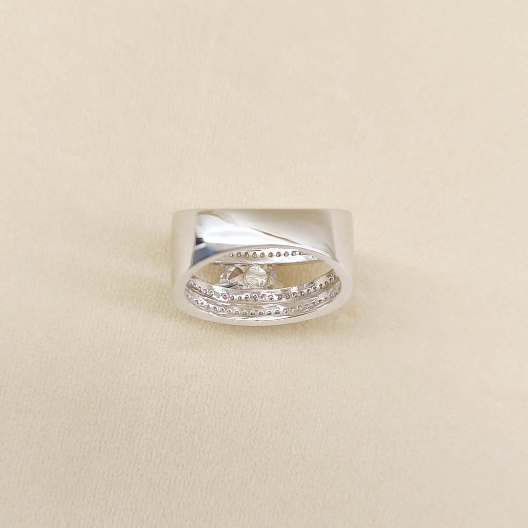 Leela Diamond Silver Plated Ring