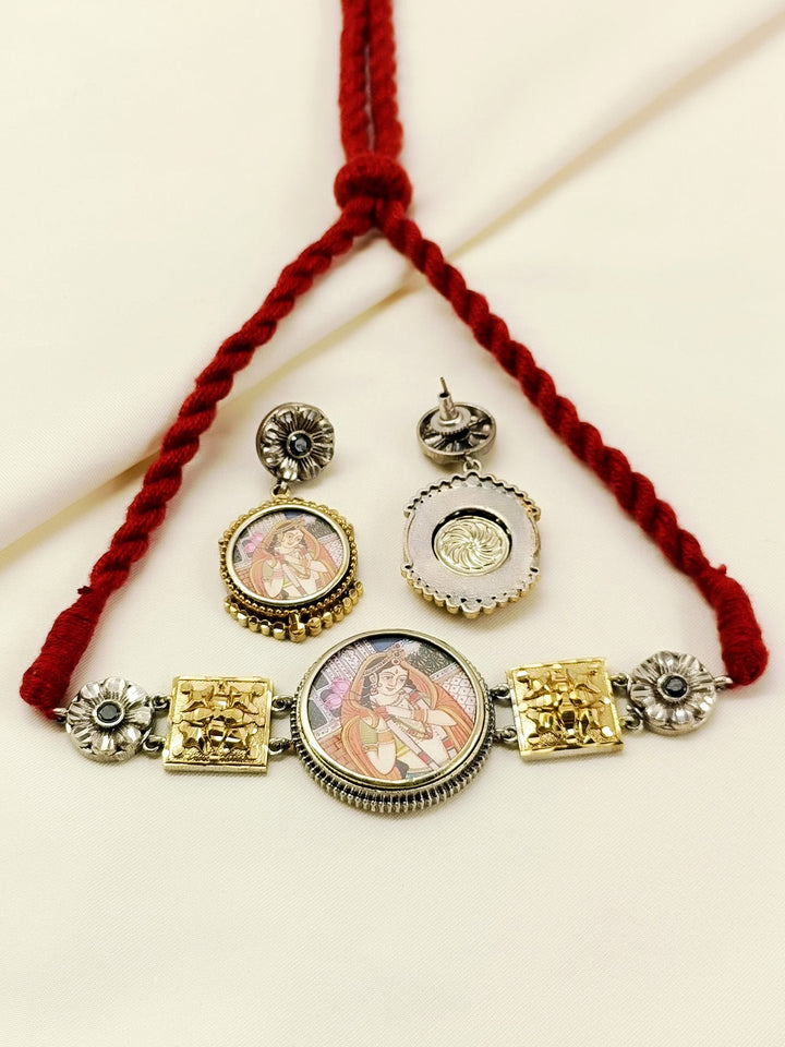 Bharti Rani Miniature Art Red Dori Choker Set