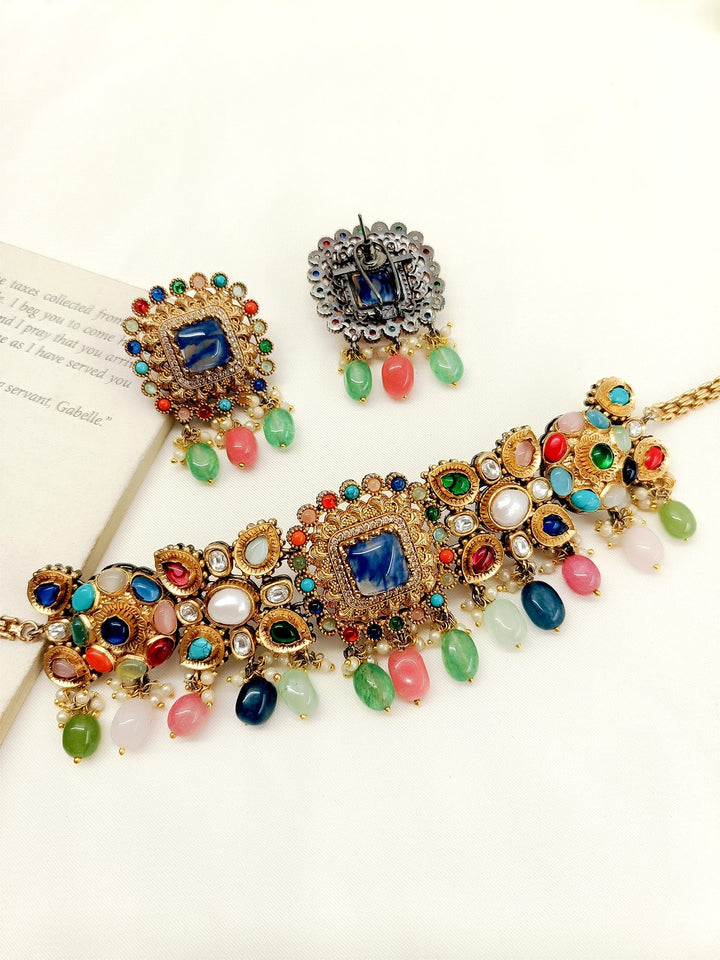 Aaditri Navaratna Victorian Choker Set