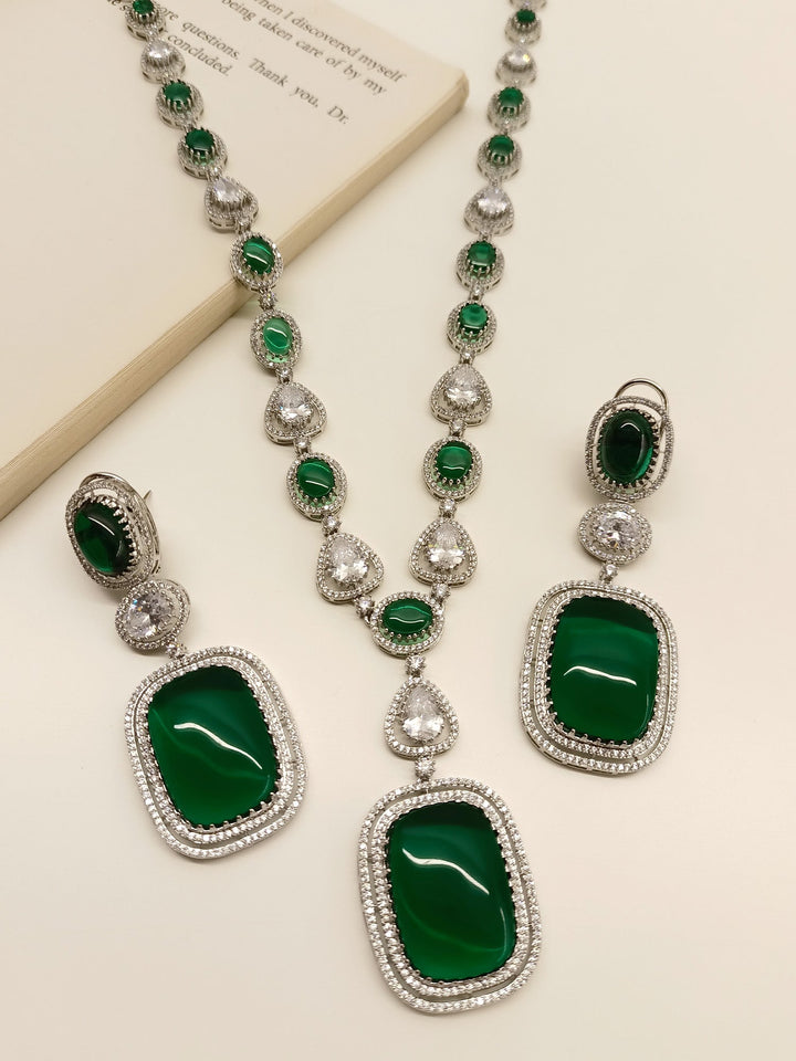 Clemence Green American Diamond Necklace Set