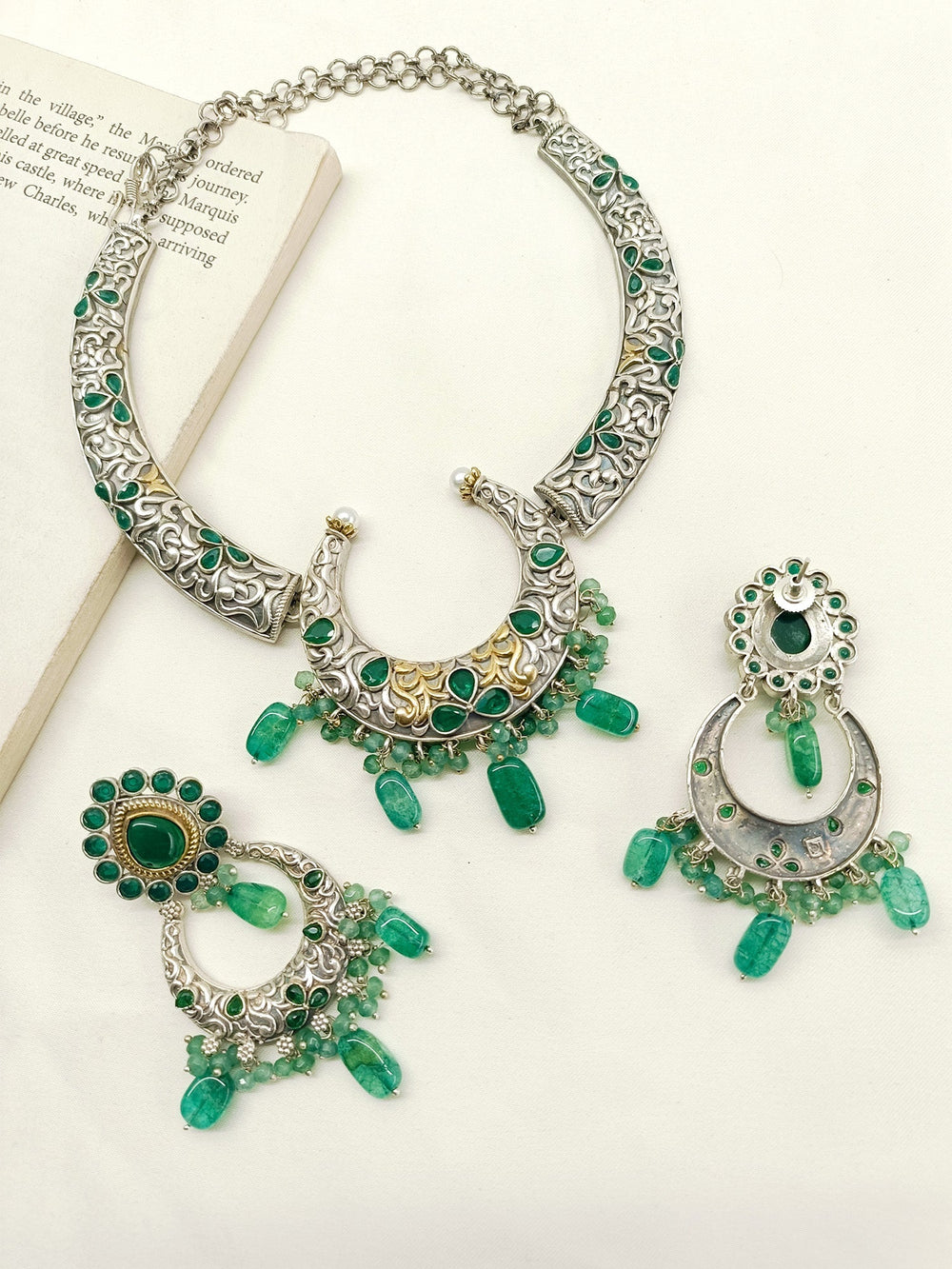 Shaniya Green Oxidized Necklace Set