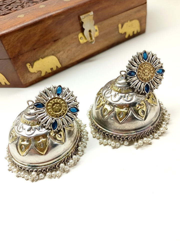 Maria Navy Blue Oxidized Jhumki