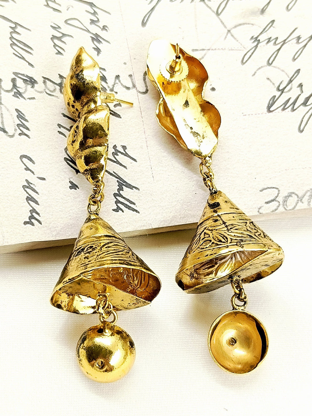 Audrina Golden Tribal Oxidized Earring - Antique Gold-Plated