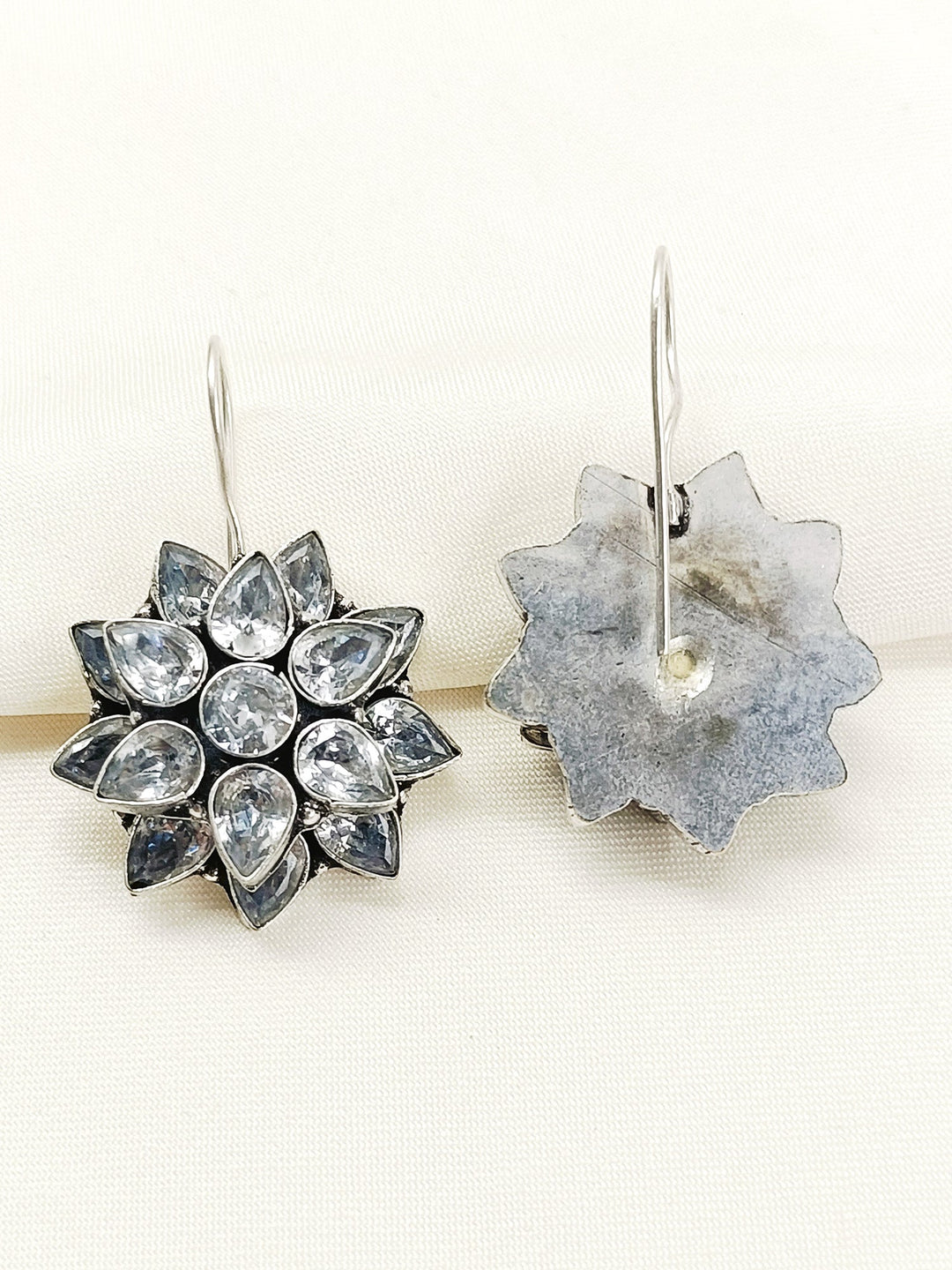 Fara White Oxidized Earring