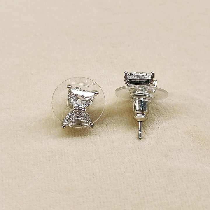 Gurpreet American Diamond Silver Plated Beautiful Stud