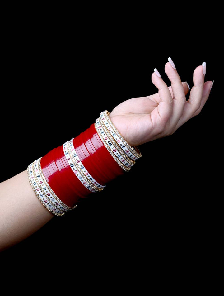 Kalyani Traditional Maroon And White Bangle Punjabi Chura