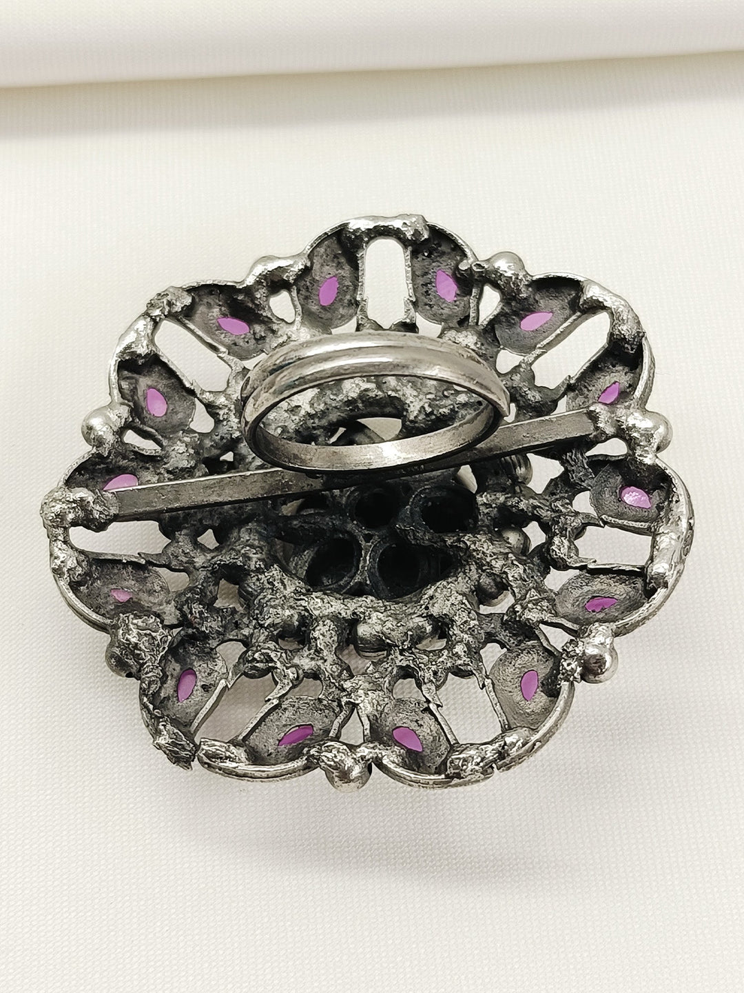 Xara Baby Pink Oxidized Finger Ring