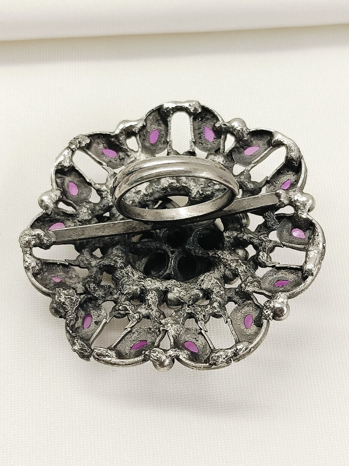 Xara Baby Pink Oxidized Finger Ring