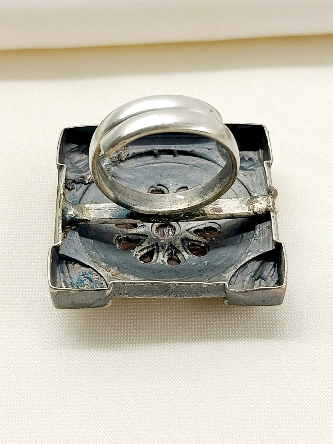 Chanda Baby Pink Oxidized Finger Ring