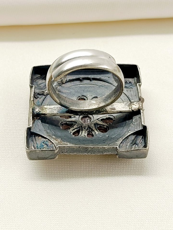 Chanda Baby Pink Oxidized Finger Ring