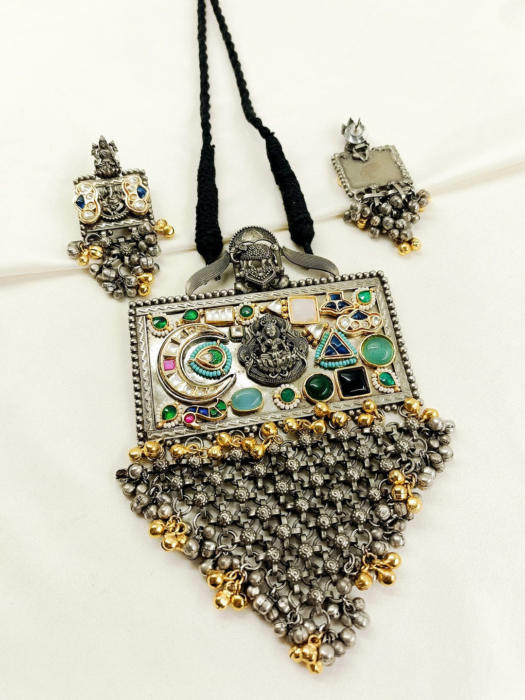 Nandini Multi Colour Oxidized Necklace Set