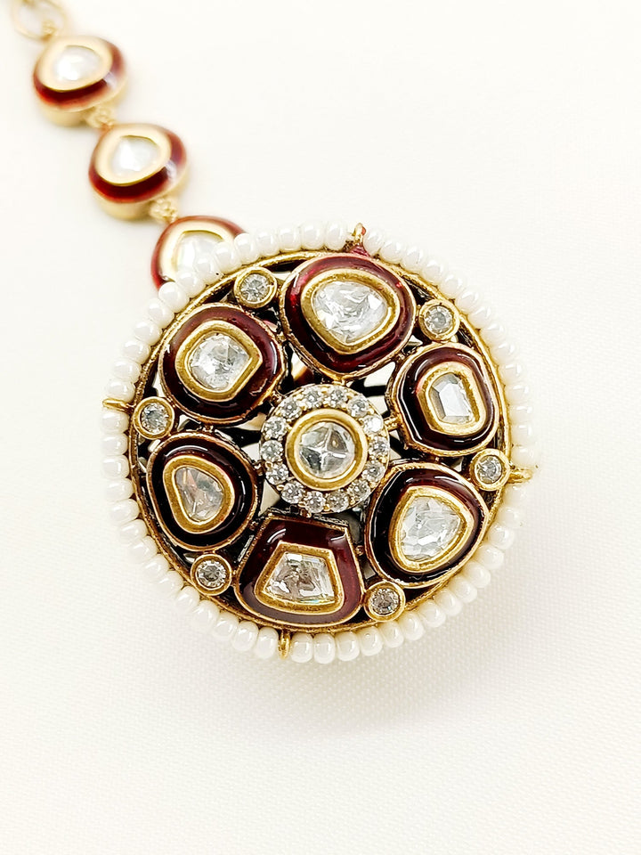 Meenakumari Maroon Kundan Borla