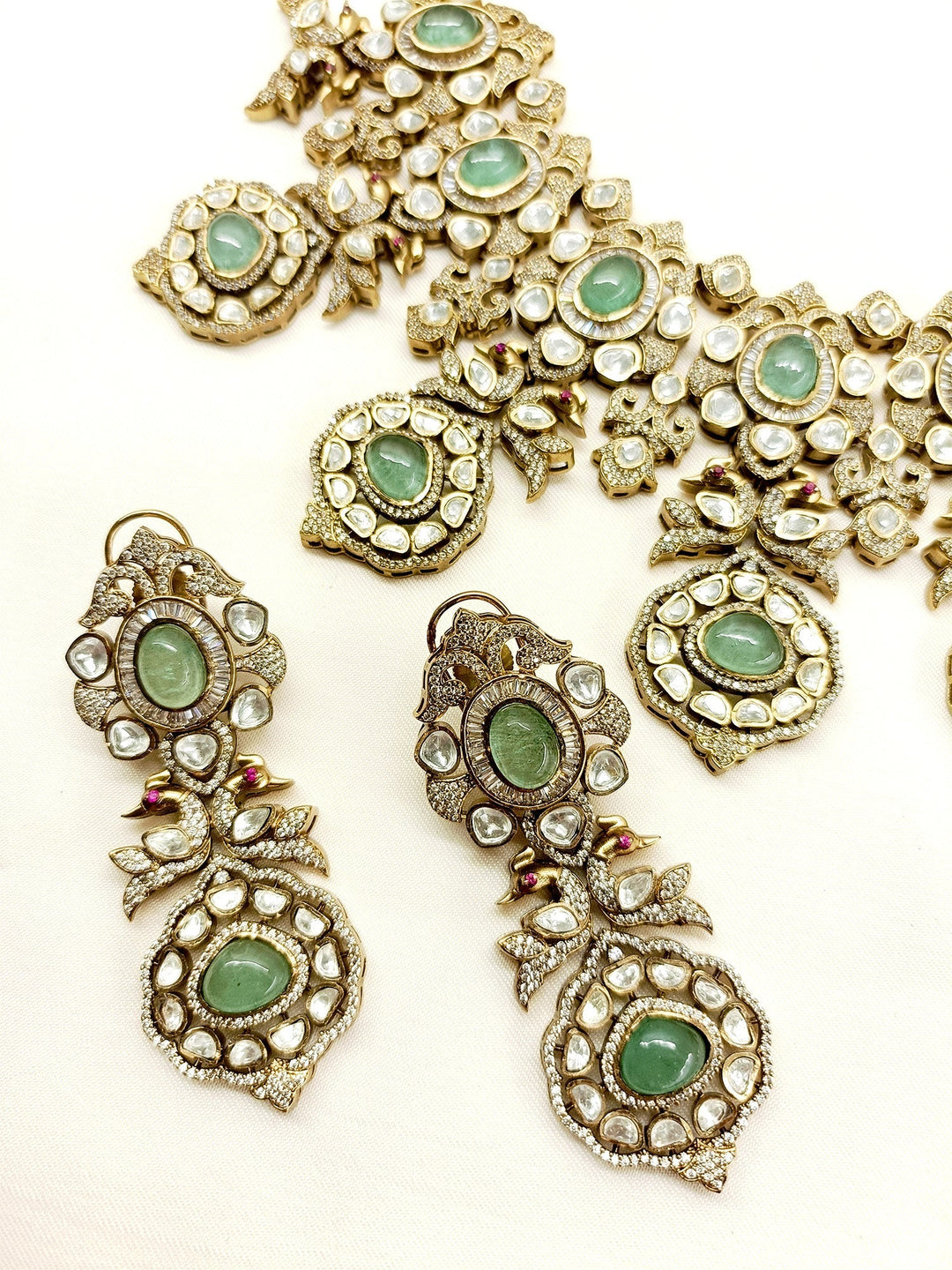 Suhina Mint Green Polki Necklace Set