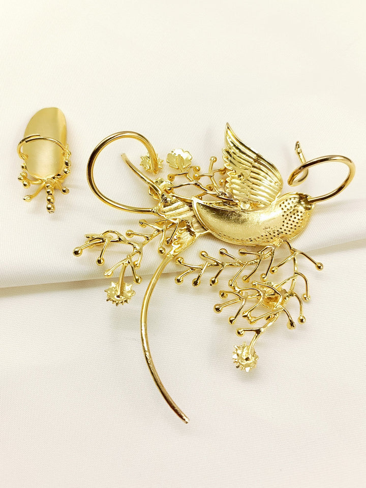 Ayana Golden Boutique Bird Hand Harness Palm Bracelet with Ring
