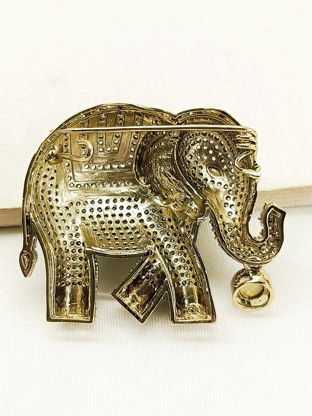 Pranay Green Elephant Brooch