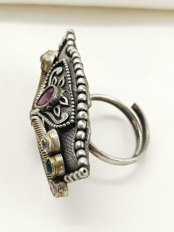 Krsnapriya Multi Colour Oxidized Finger Ring