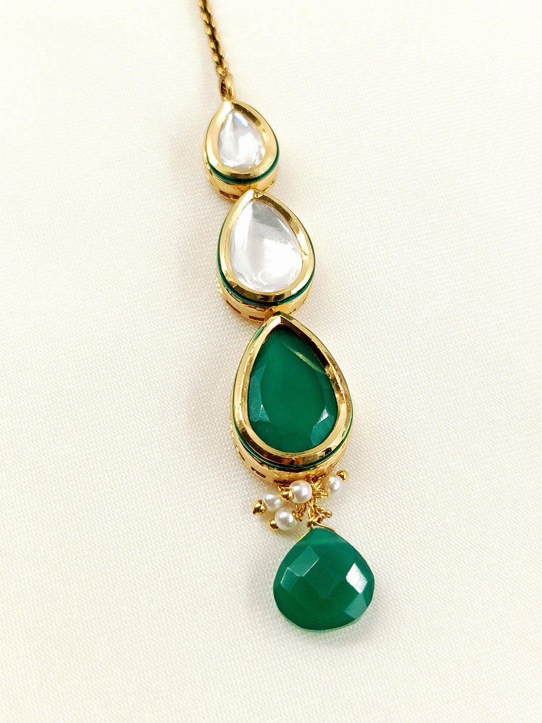 Sophia Green Kundan Teeka - Gold-Plated Maang Tikka