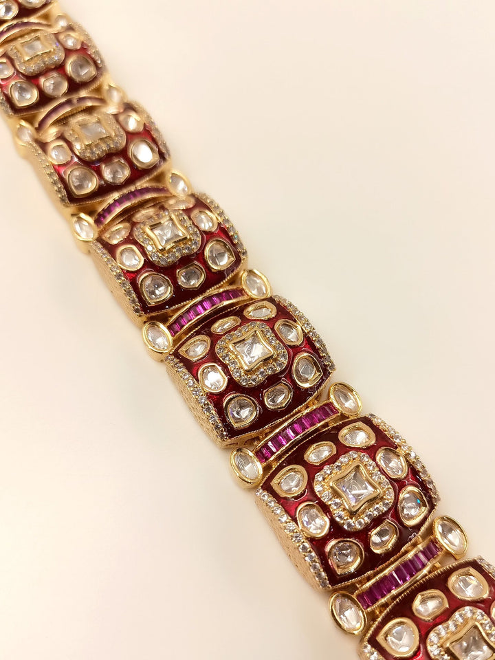 Shakshi Maroon Kundan Bracelet