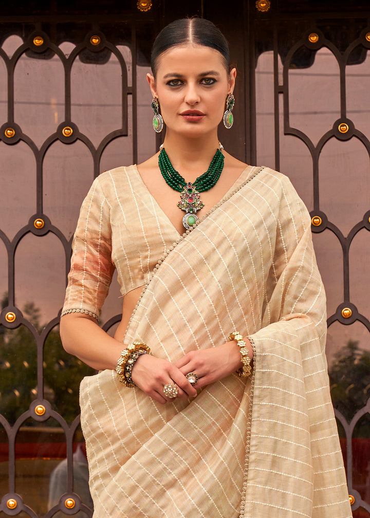 Tea Green Tissue Silk Saree