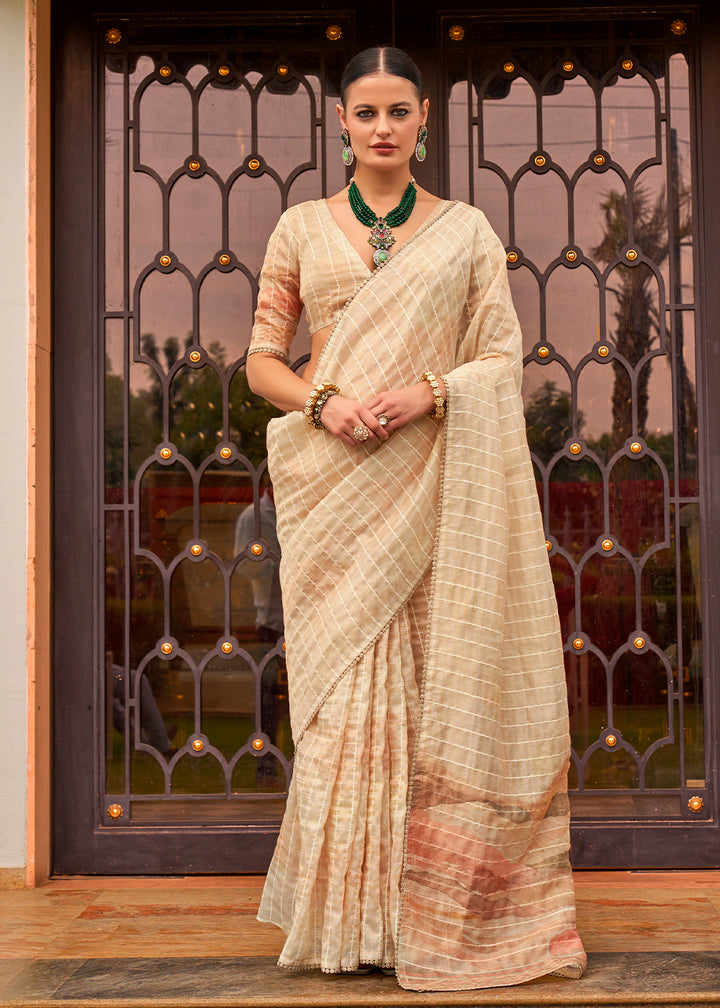 Tea Green Tissue Silk Saree