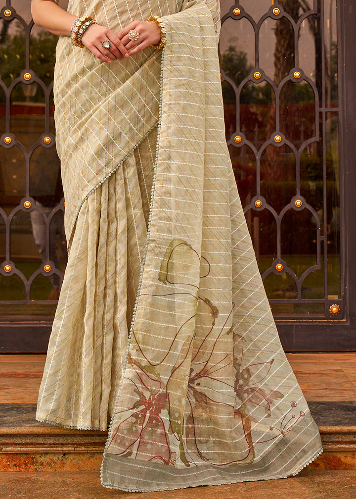 Steel Grey Tissue Silk Saree