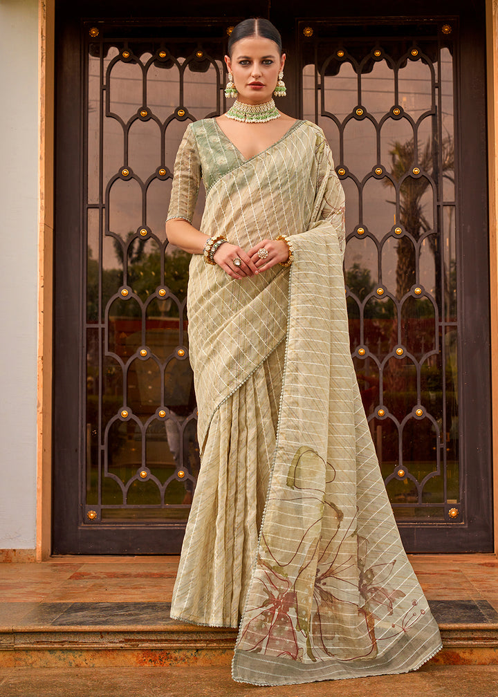 Steel Grey Tissue Silk Saree