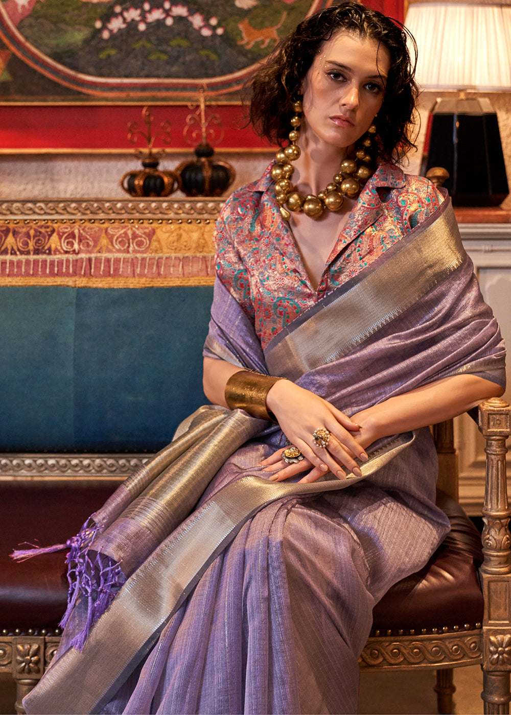 Amethyst Purple Handwoven Chiffon Silk Saree