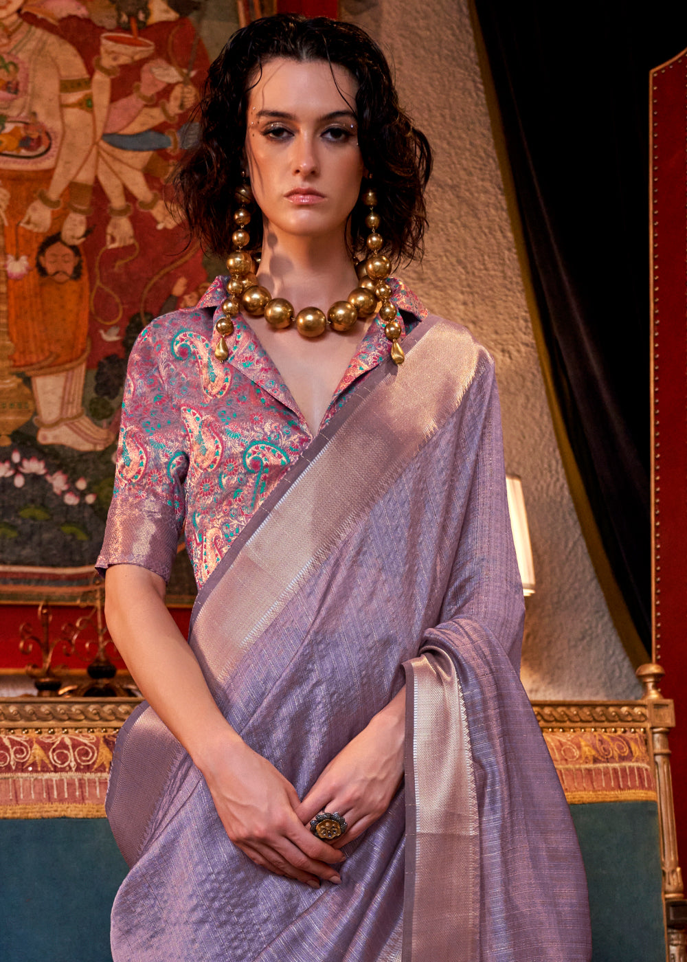 Amethyst Purple Handwoven Chiffon Silk Saree