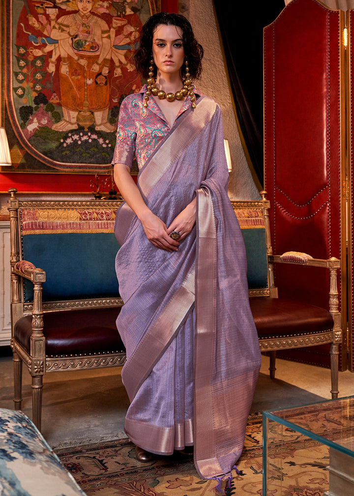 Amethyst Purple Handwoven Chiffon Silk Saree