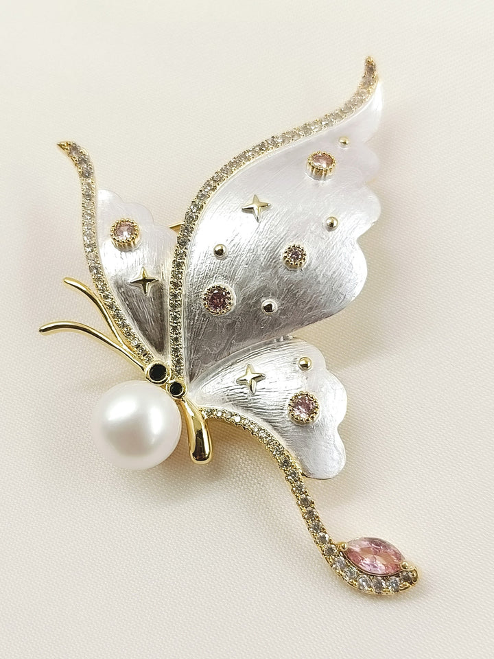 Gianna White Butterfly Brooch