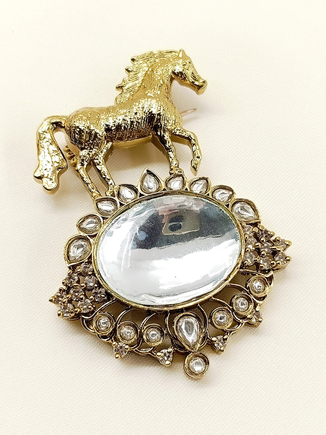 Vivaan White Horse Brooch