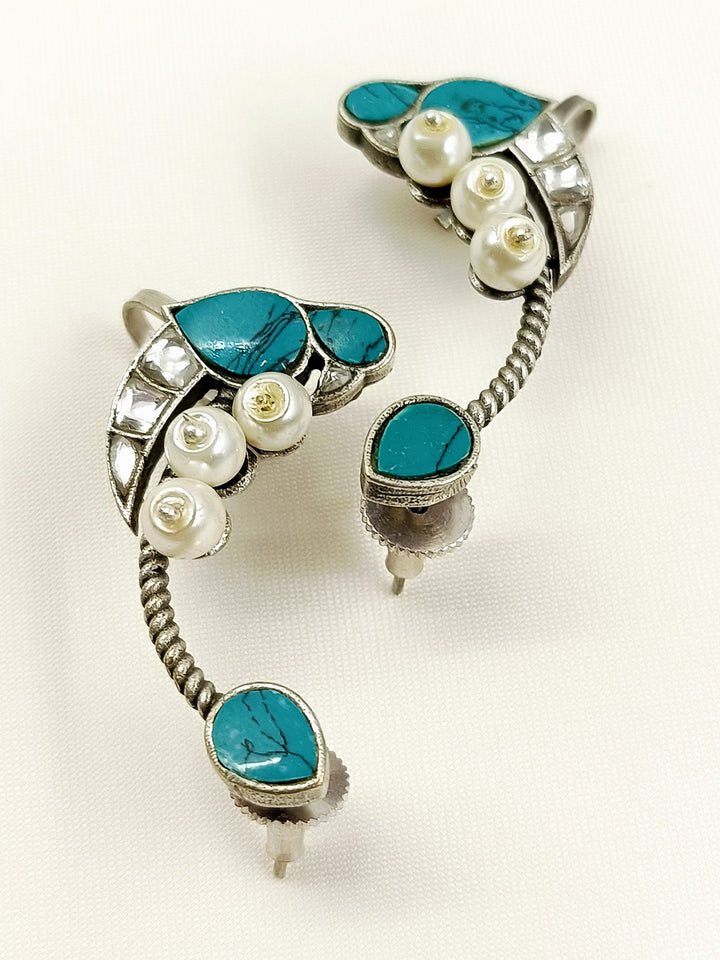 Neelam Firozi Oxidized Earrings