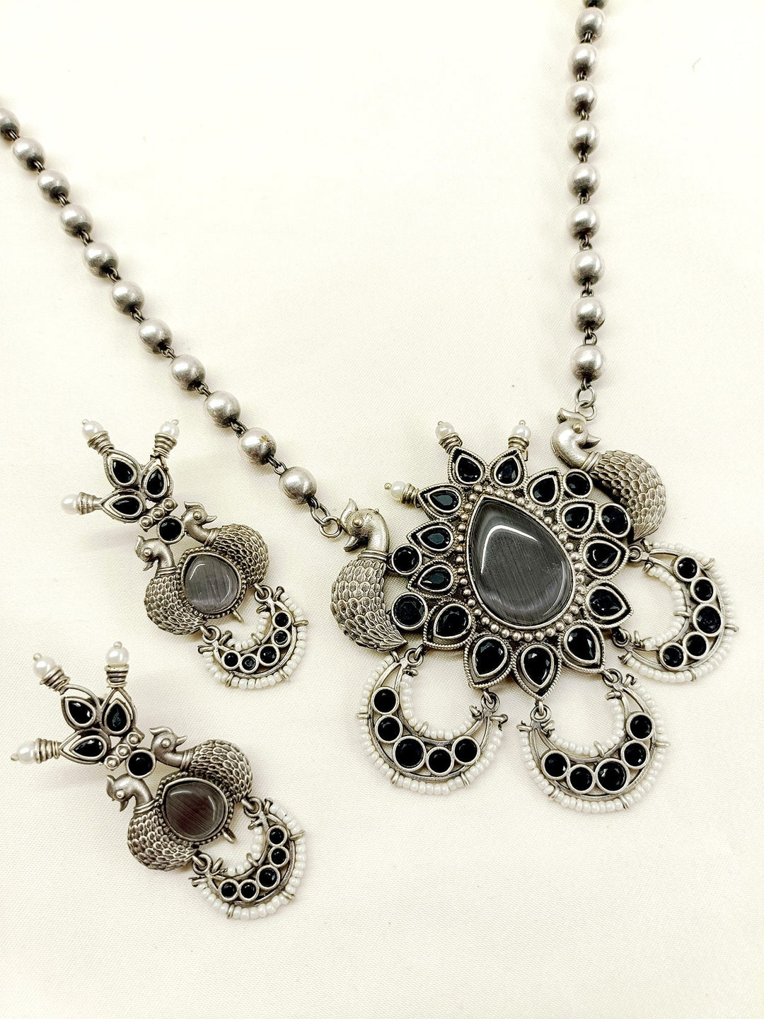 Faina Black Oxidized Necklace Set