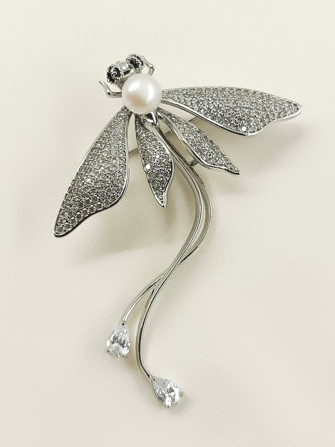 Yashvi White Dragonfly Brooch