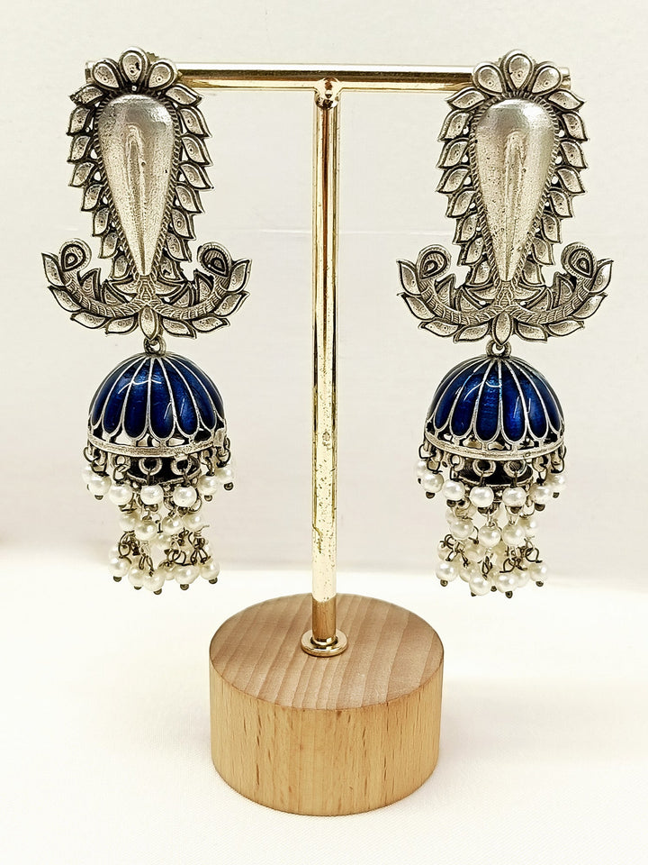 Vishakha Blue Oxidized Jhumki