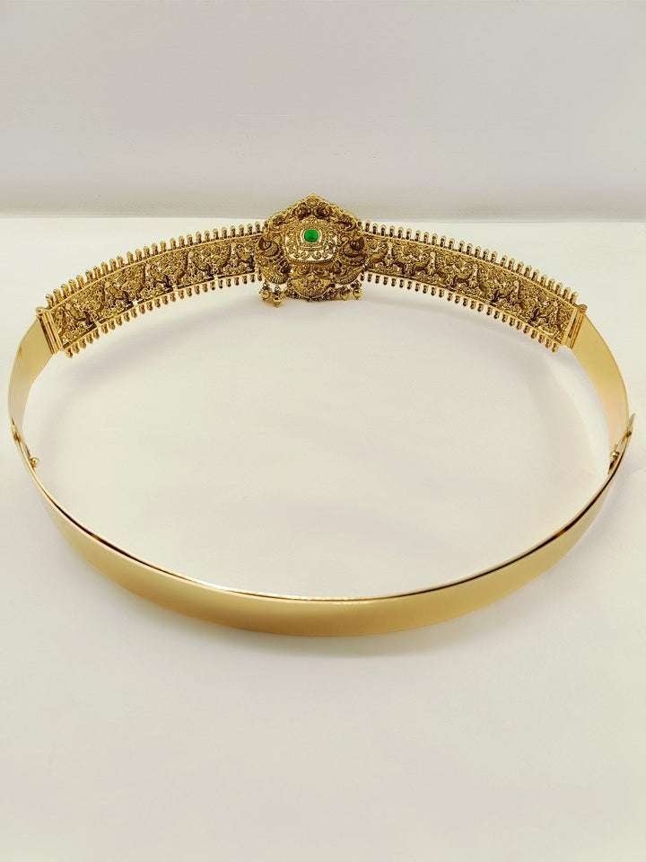 Shubhangi Green Antique Gold Waist Belt / Kamarbandh
