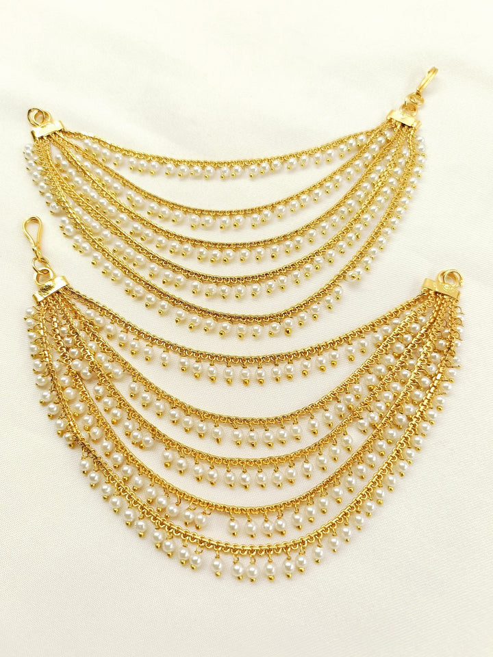 Kinjal Golden Traditional Ear Chain - Gold-Plated Brass