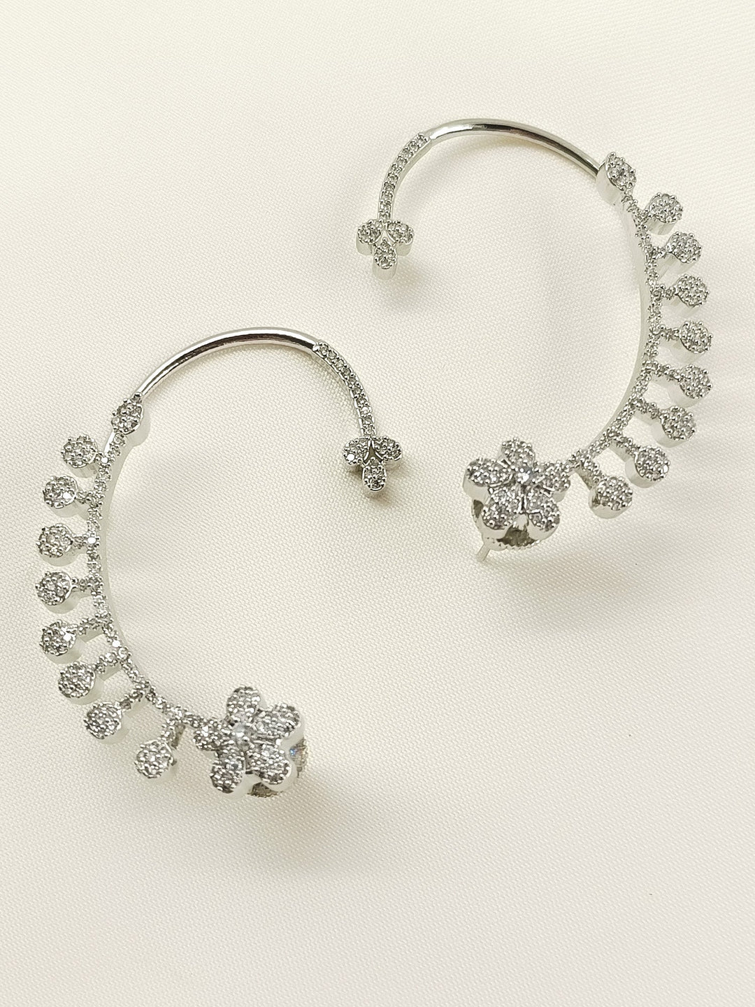 Shaweta White American Diamond Earrings - Silver-Plated