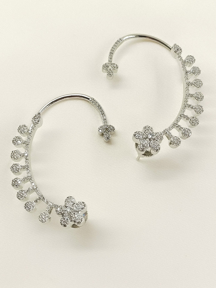 Shaweta White American Diamond Earrings - Silver-Plated