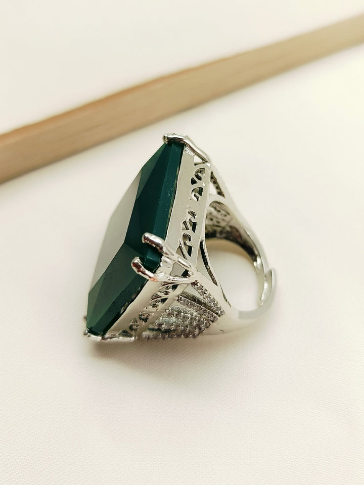 Nayra Green American Diamond Finger Ring