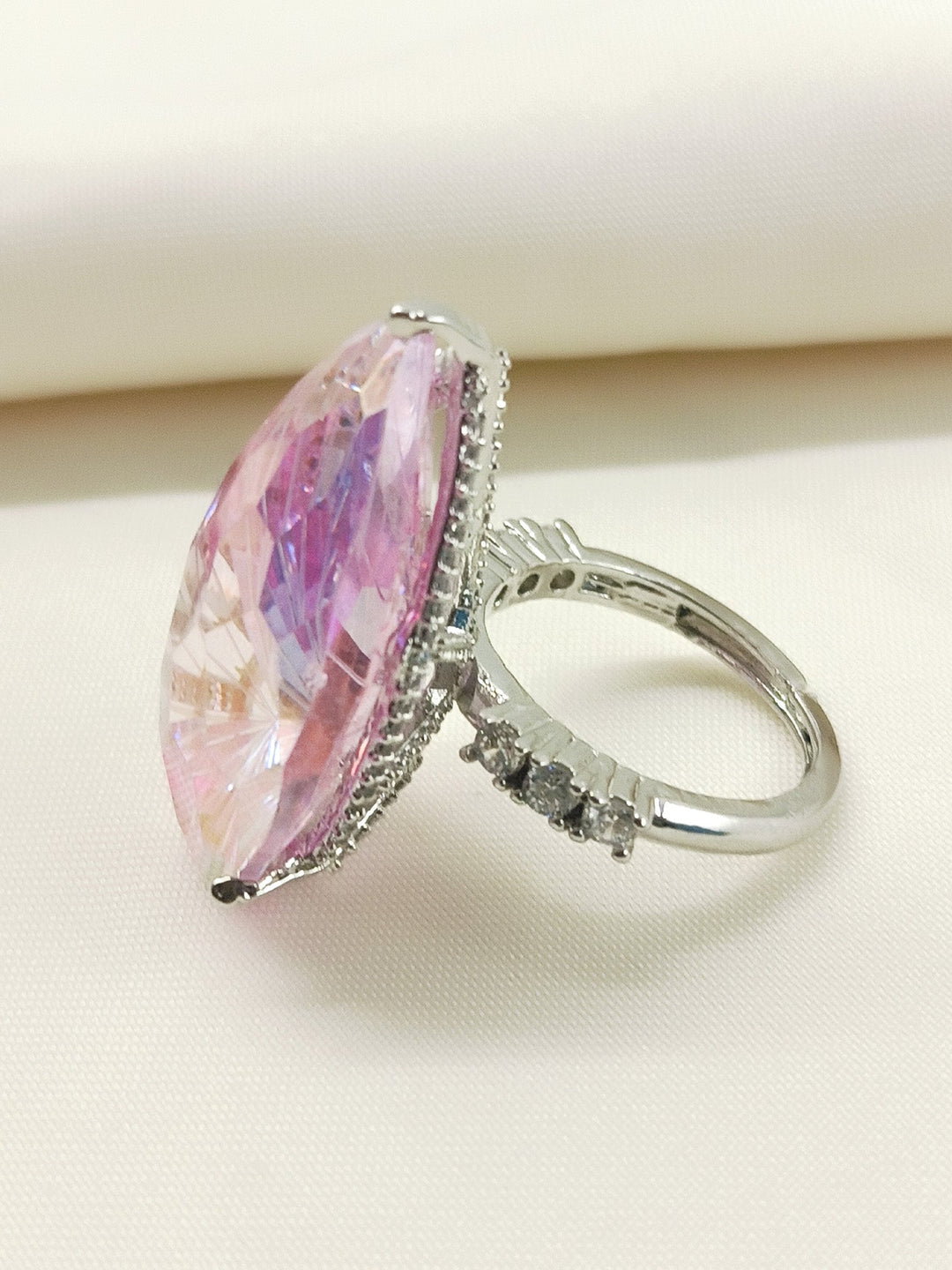 Meave Pink American Diamond Finger Ring