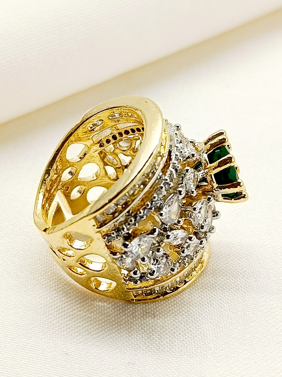 Biana Green American Diamond Finger Ring