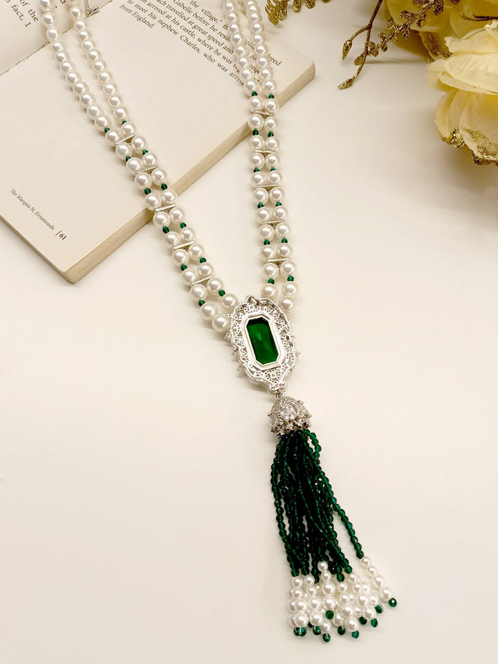 Hafiza Emerald American Diamond Neckpiece